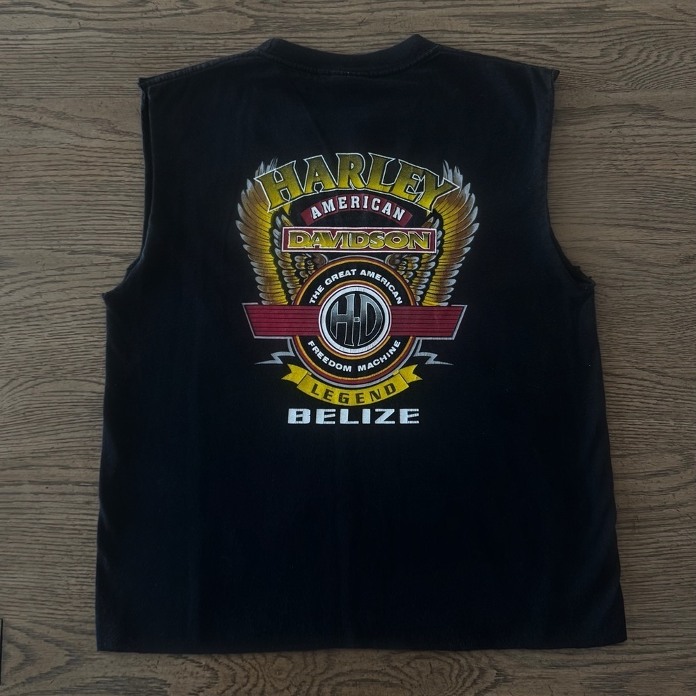 Vintage 2000s Harley-Davidson Flaming Wings Cutoff Tank Yazbek Heavyweight Tag M